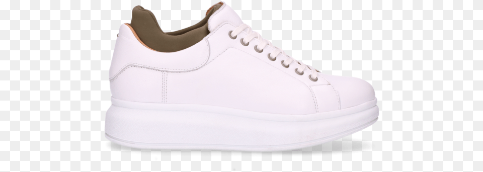 White Lace Up Sneaker Smooth Leather With Neoprene Sock Olive Plimsoll, Canvas, Clothing, Footwear, Shoe Free Png Download
