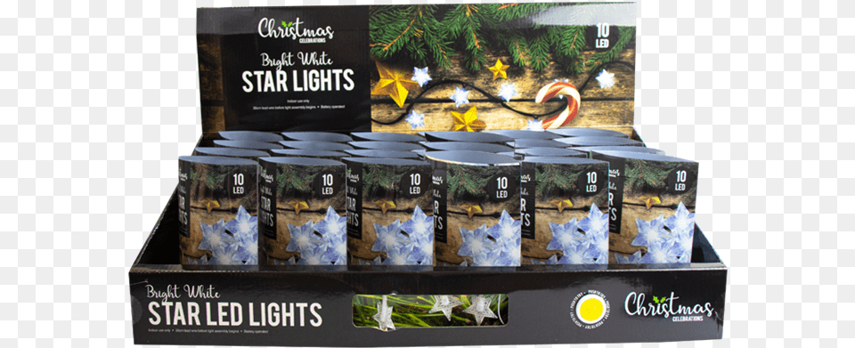 White Led Christmas Star String Lights Box, Tin, Aluminium Free Png Download