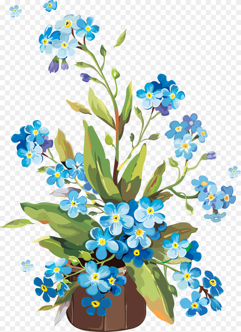 White Library Forget Me Not Flowers Painting Flowers With Gouache, Art, Flower, Flower Arrangement, Graphics Png Image