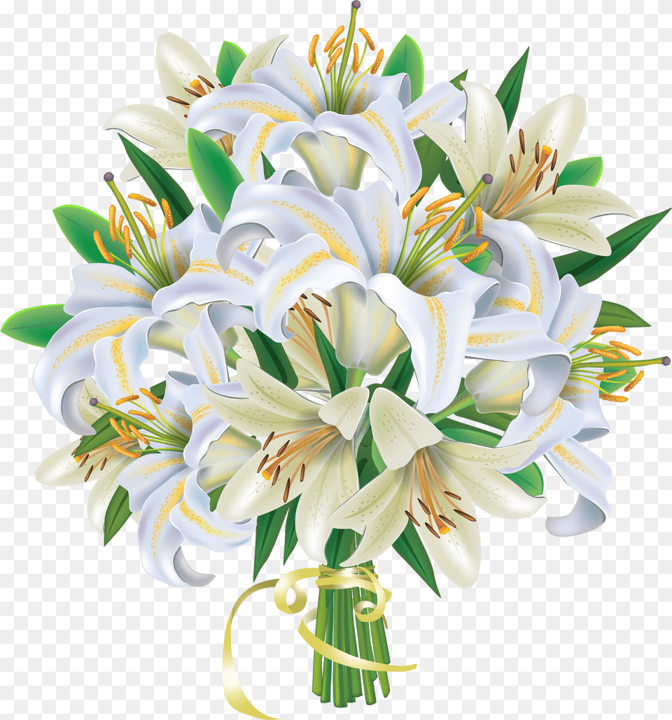 White Lilies Flowers Bouquet Flower Bouquet Clipart Png