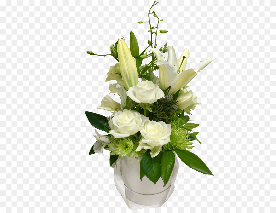 White Lily Arrangement Garden Roses, Flower, Flower Arrangement, Flower Bouquet, Plant Png
