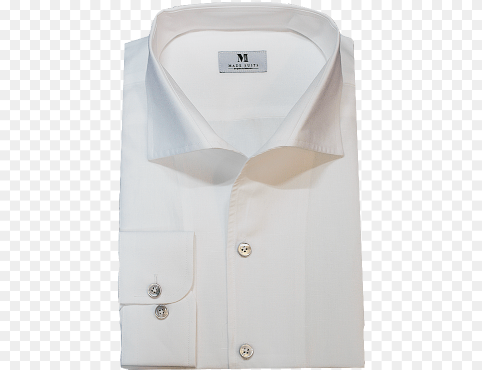 White Linen Blend One Piece Collar Made Suits Shirts, Clothing, Dress Shirt, Shirt, Cuff Free Png
