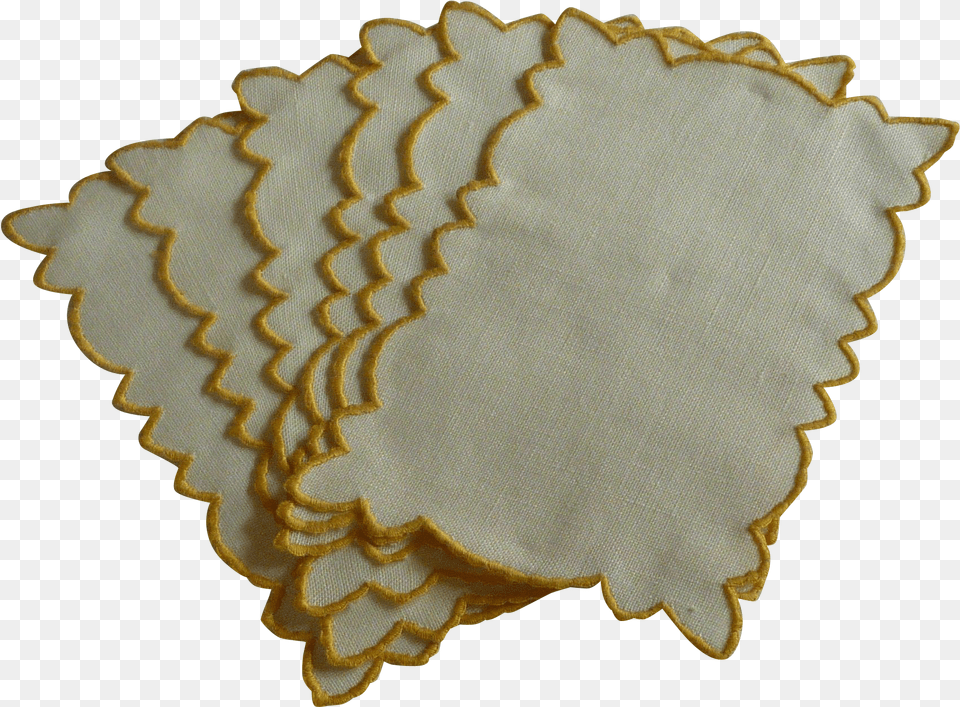 White Linen With Yellow Gold Trim Cocktail Napkins Craft, Animal, Invertebrate, Sea Life, Seashell Png Image