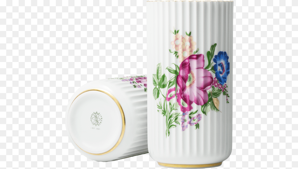 White Lyngby Vase With Print And Gold Trim U2013 H 20 Cm Lyngby Porceln Lyngby Vase, Art, Porcelain, Pottery, Floral Design Free Transparent Png