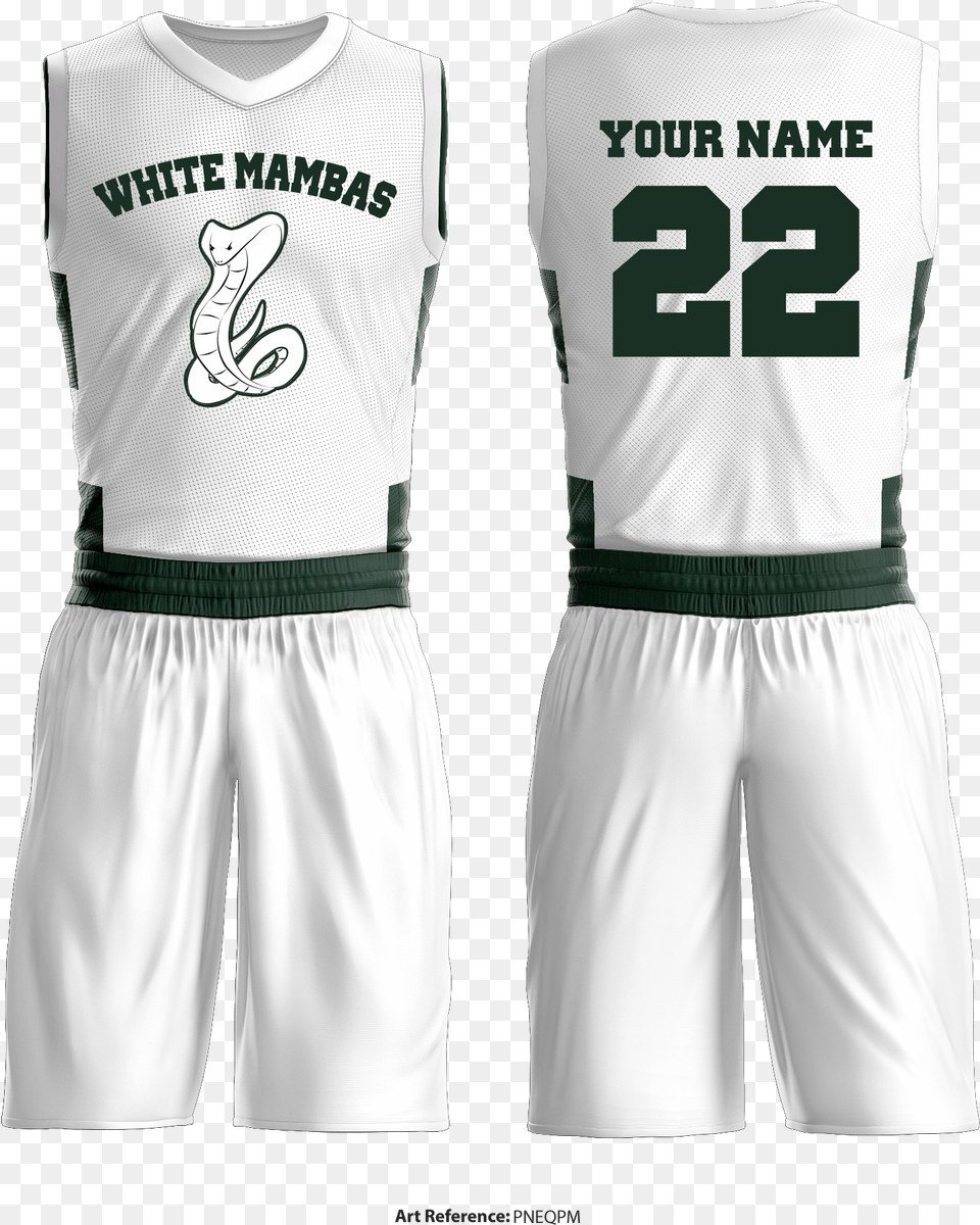 White Mambas And Jamie Reversible Basketball Uniform Plain White Jersey Basketball, Clothing, Shirt, Shorts, Adult Png