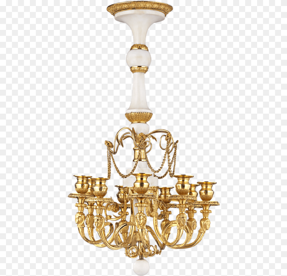 White Marble And Gilt Bronze Russian Chandelier Chandelier, Lamp Free Png