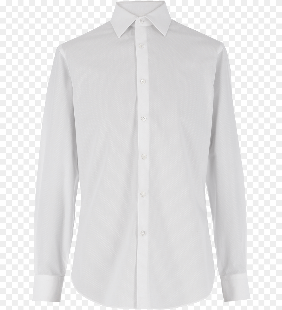 White Micro Weaved Shirt Formal Wear, Clothing, Dress Shirt, Long Sleeve, Sleeve Free Png Download