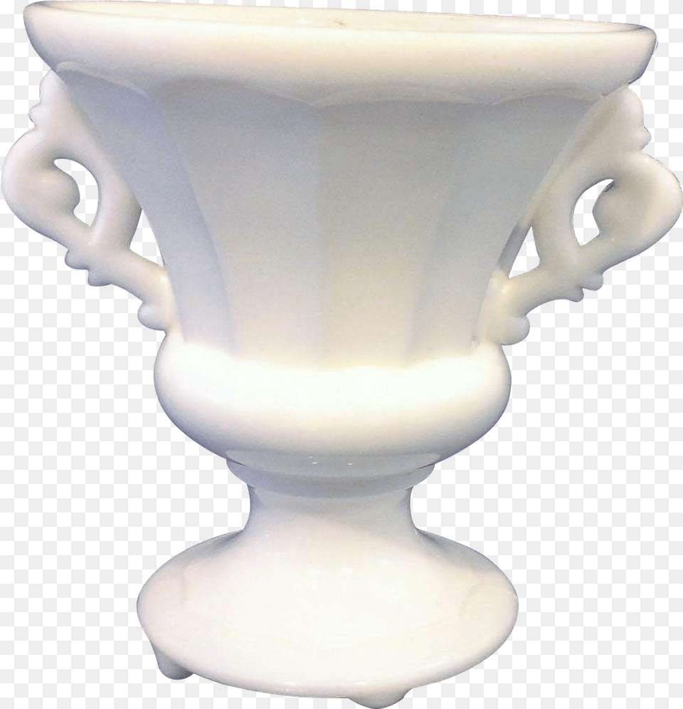 White Milk Glass Urn Vase Paneled Elaborate Handles Vase, Art, Jar, Porcelain, Pottery Free Png Download