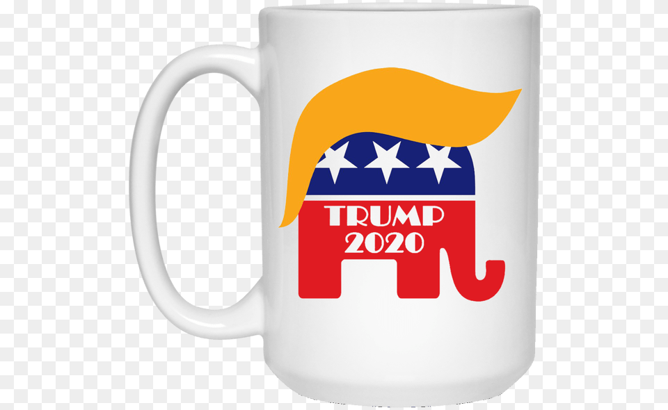 White Mug Re Elect President Trump 2020 Gop Elephant Donald Trump, Cup, Beverage, Coffee, Coffee Cup Free Transparent Png