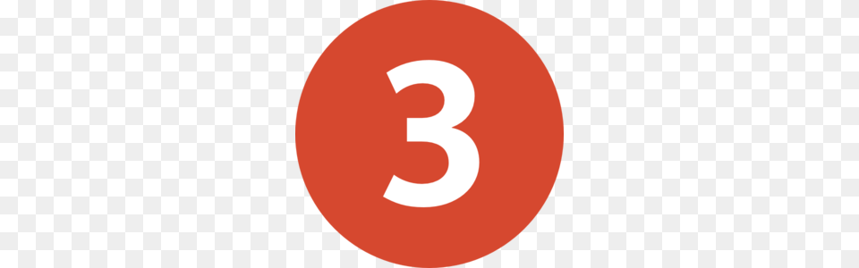White Number 3 In Orange Circle, Symbol, Text Free Transparent Png