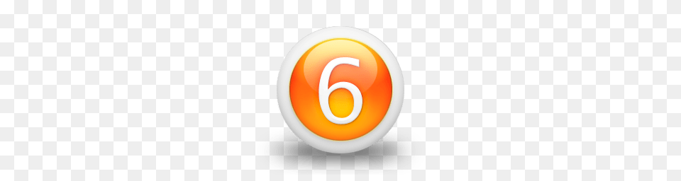 White Number 6 In Orange Circle, Plate, Symbol, Text Png Image