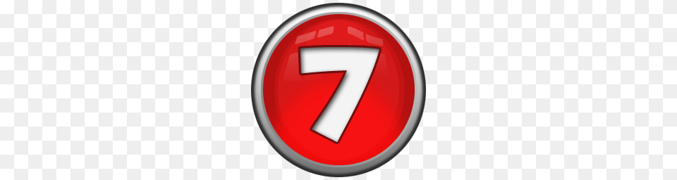 White Number 7 In Red Circle, Symbol, Sign, Text Png