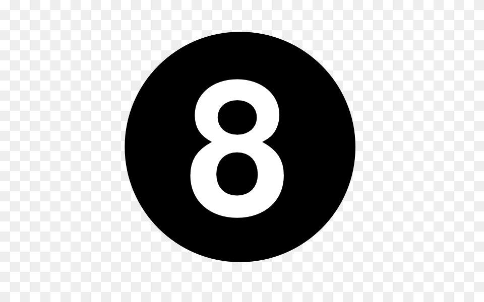 White Numeral 8 Centered Inside Black Circle Hi, Number, Symbol, Text Free Transparent Png