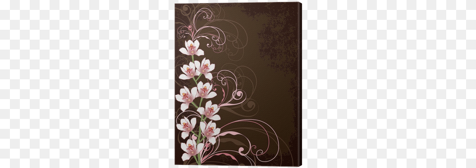 White Orchids With Pink Swirls And Grunge Frame Canvas Make A Creative Project Cover, Art, Floral Design, Graphics, Pattern Free Png