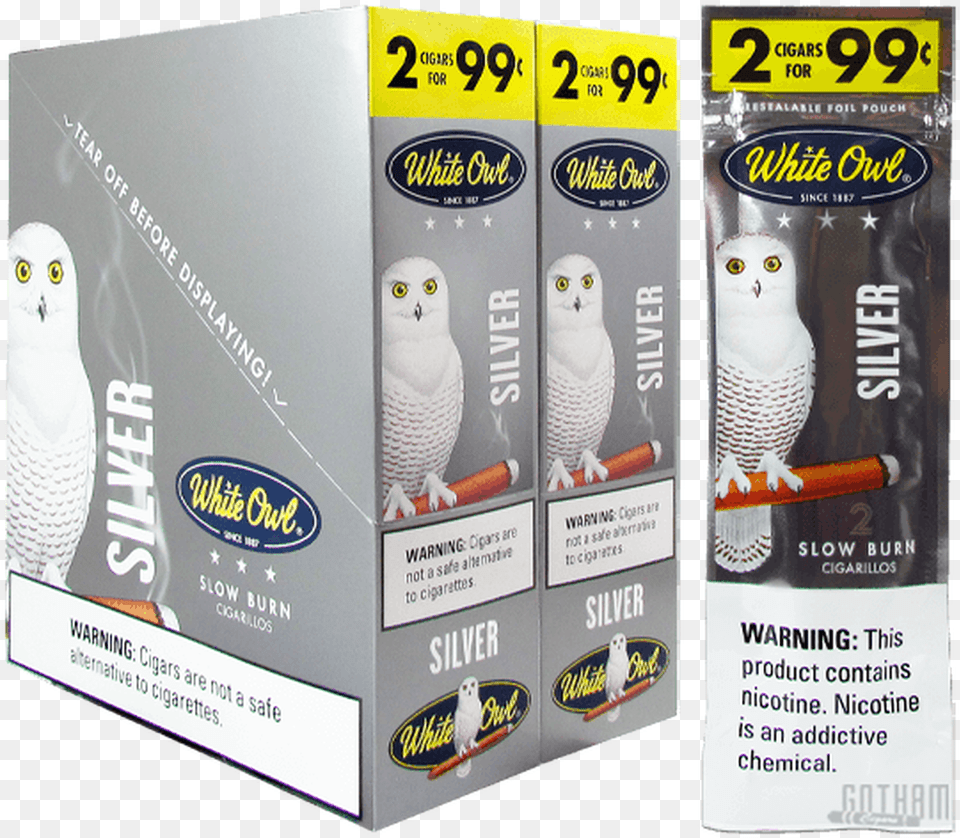White Owl Cigarillos Silver Silver White Owl Cigarillos, Animal, Bird, Beak, Face Free Transparent Png
