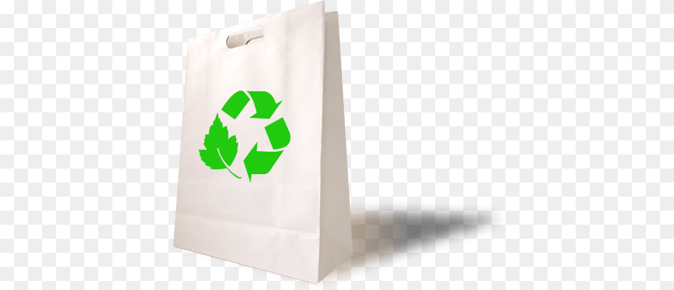 White Paper Bag With Green Recycle Icon Paper, Recycling Symbol, Symbol, Shopping Bag Free Transparent Png