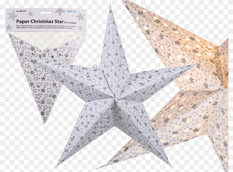 White Paper Christmas Star With Silver Coloured Star White Christmas Star Paper, Star Symbol, Symbol, Aircraft, Airplane Free Png