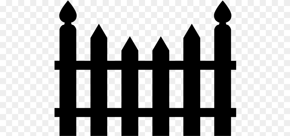 White Picket Fence Stencil, Gray Free Png