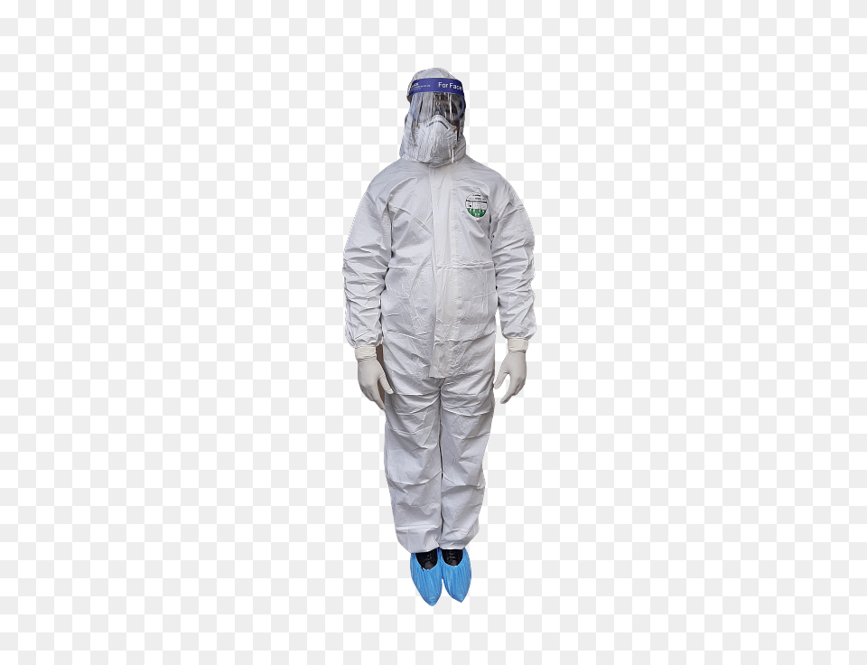 White Protection Suit Against Bacteria And Viruses, Clothing, Coat, Adult, Male Free Png