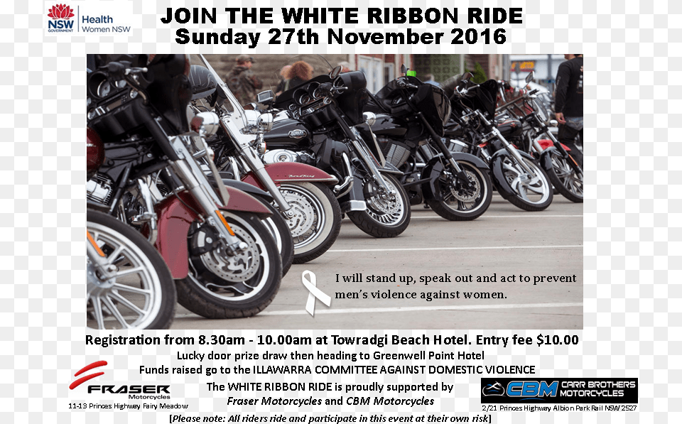 White Ribbon Ride Department Of Industry Skills And Regional Development, Machine, Motor, Spoke, Wheel Free Transparent Png