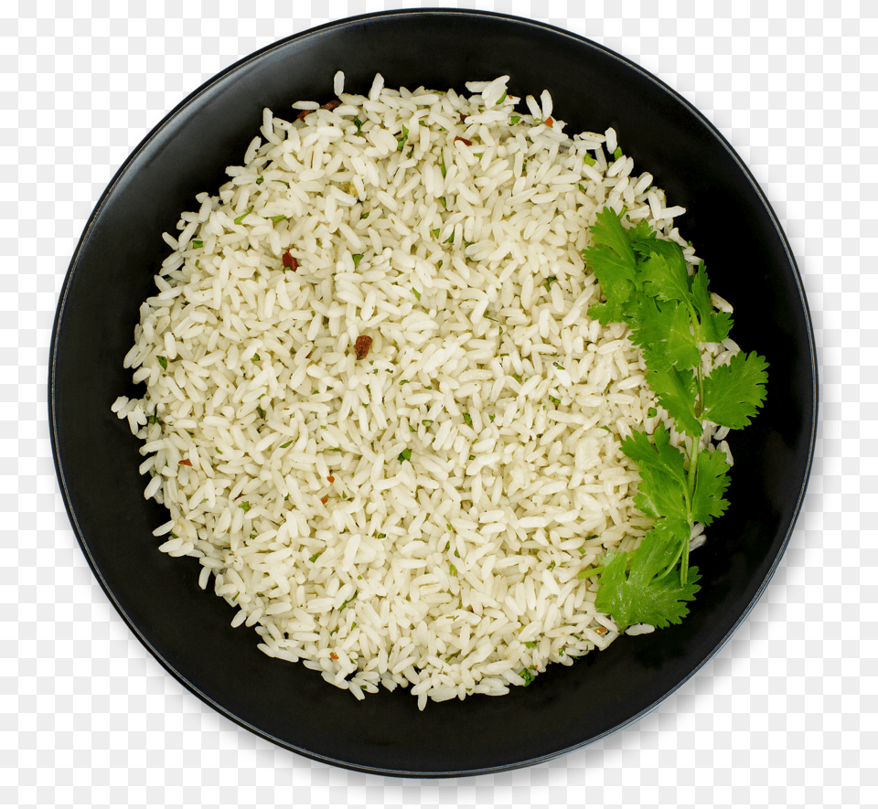 White Rice, Plate, Food, Food Presentation, Cilantro Png Image