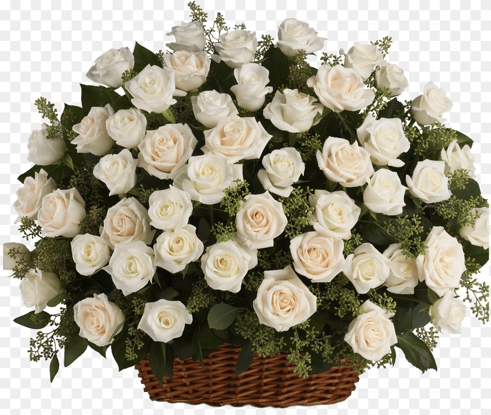 White Roses Basket, Flower, Flower Arrangement, Flower Bouquet, Plant Free Transparent Png
