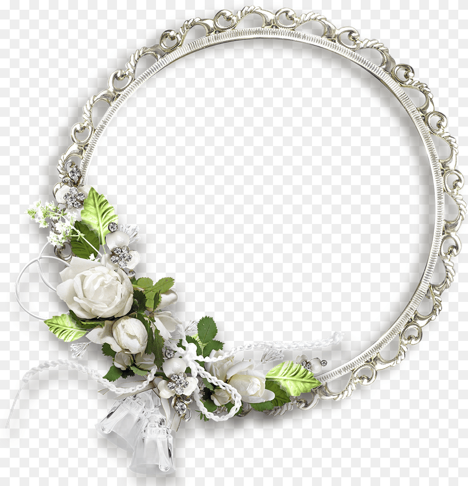 White Round Flowers Transparent Frame Floral Frame White, Flower, Flower Arrangement, Plant, Rose Free Png