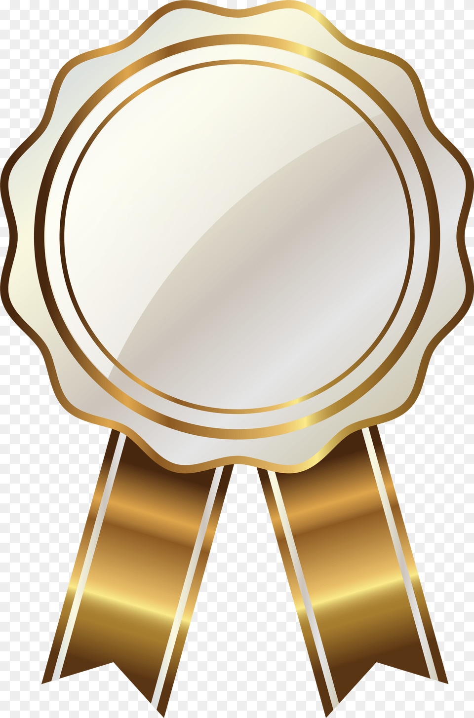White Seal With Gold Ribbon Clipart Gold Ribbon Clip Art, Mirror Free Png