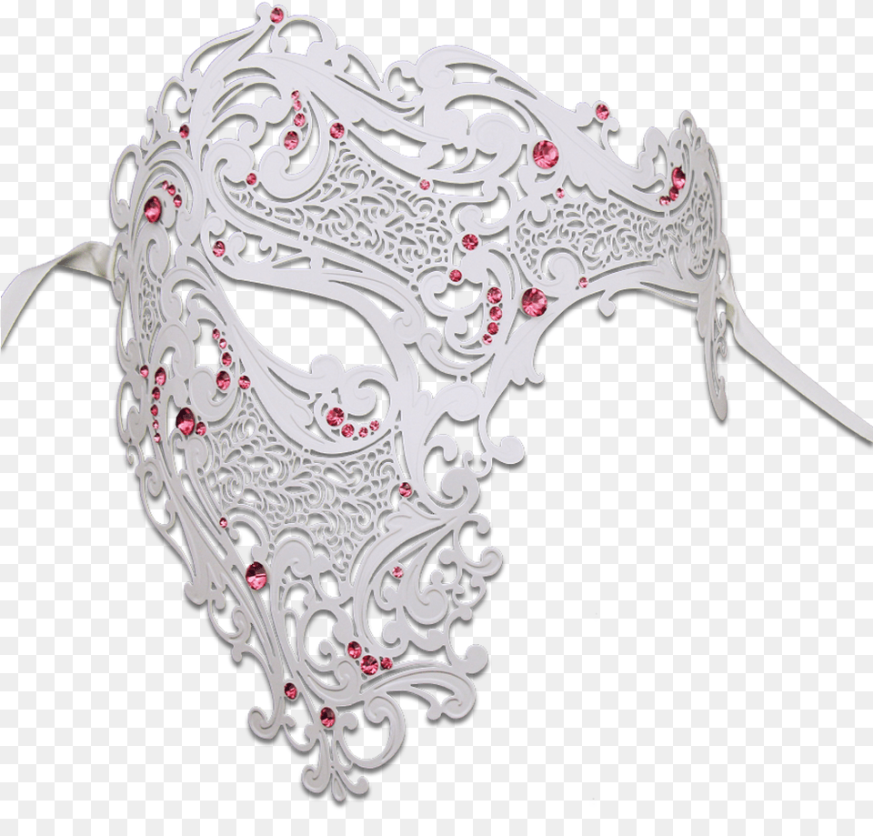 White Series Signature Phantom Of The Opera Half Face White Masquerade Mask, Pattern, Accessories Free Transparent Png