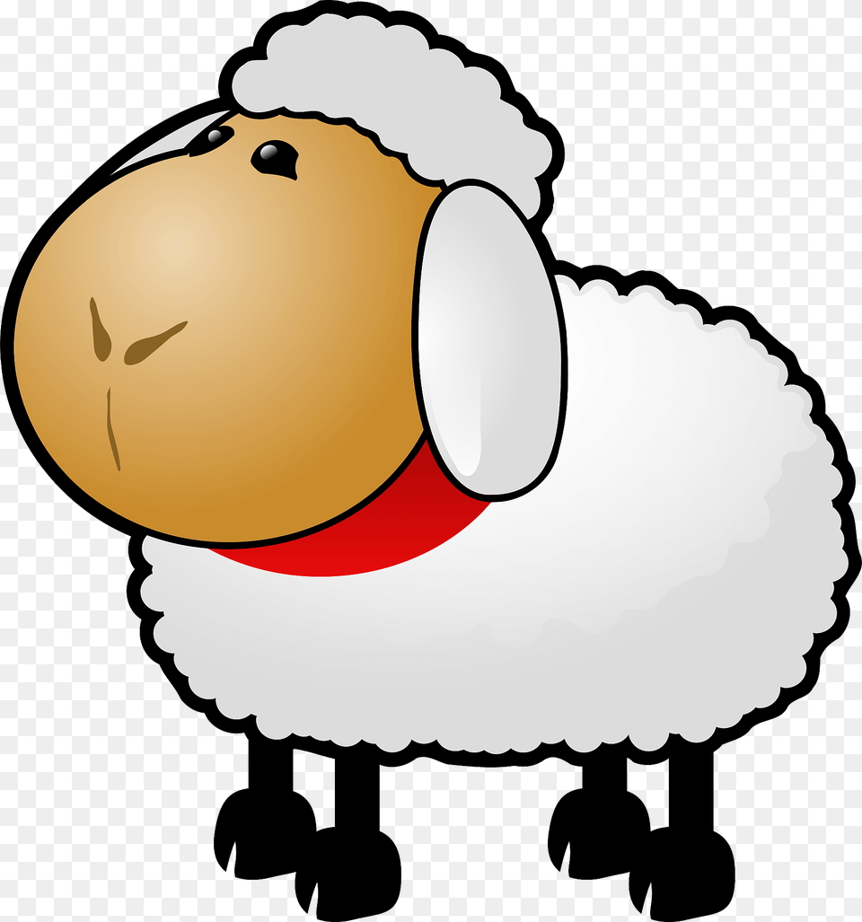 White Sheep With Red Ribbon Throat Clipart, Animal, Bird, Vulture, Face Free Transparent Png