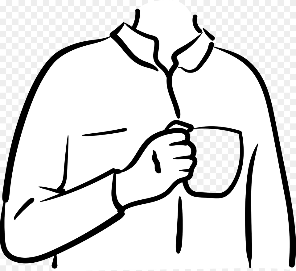 White Shirt And Coffee Clipart, Sleeve, Clothing, Long Sleeve, Coat Free Png Download