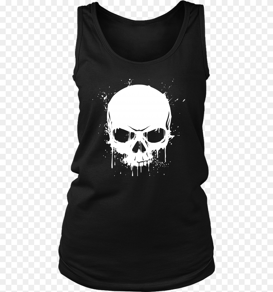 White Skull Womens Tank Happy Birthday Black Queen October, Clothing, T-shirt, Adult, Bride Png Image