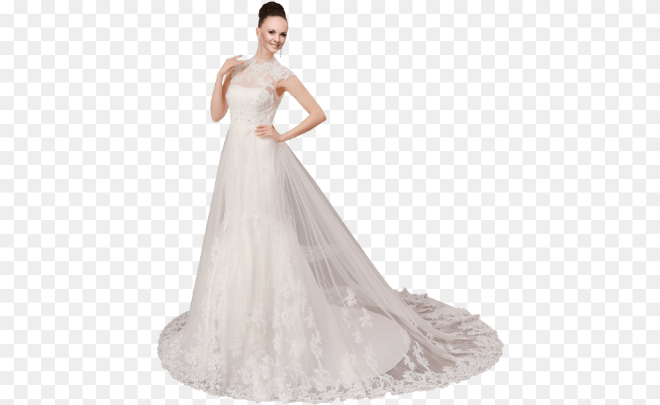 White Sleeveless Ball Gown In Lace Wedding Dress Wedding Dress Transparent, Clothing, Fashion, Formal Wear, Wedding Gown Png Image