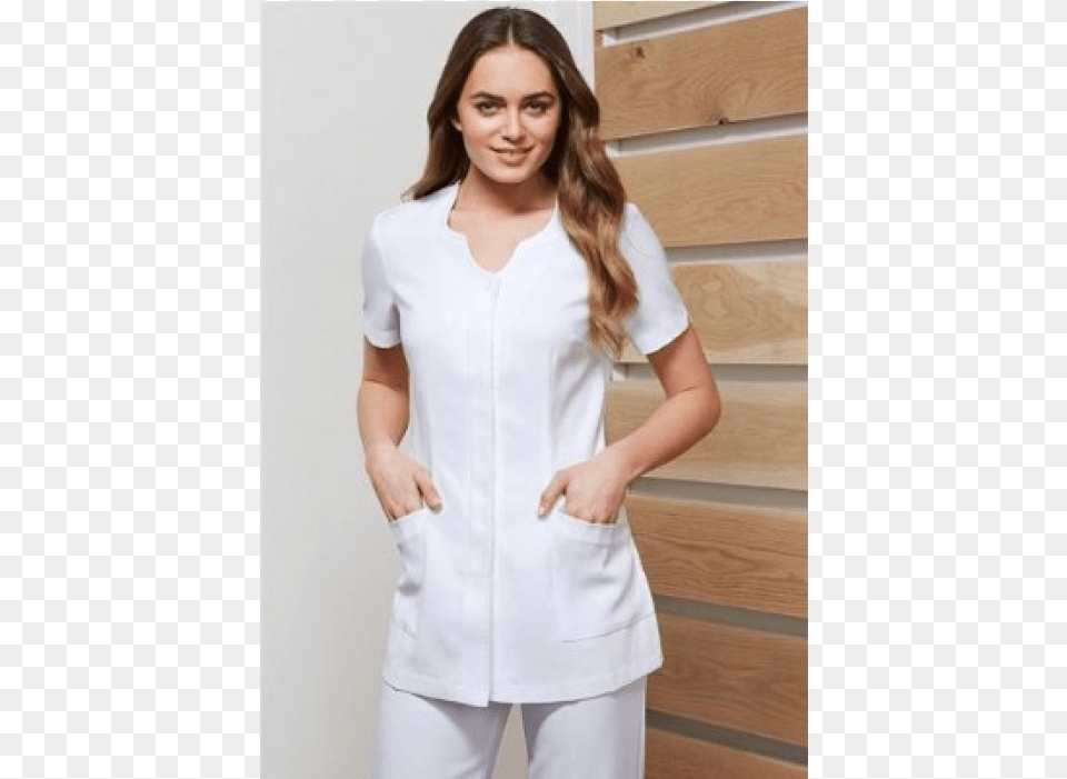 White Spa Tunic, Blouse, Clothing, Coat, Lab Coat Free Png Download