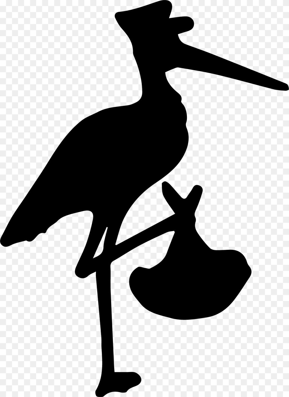 White Stork Black Stork Bird Clip Art Beak Stork And Baby Silhouette, Gray Free Png
