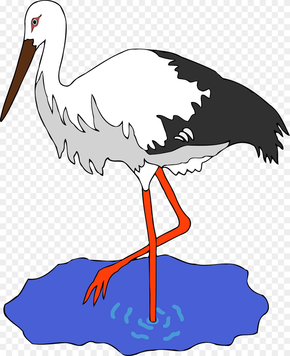 White Stork In A Pond Clipart, Animal, Bird, Waterfowl, Fish Free Transparent Png