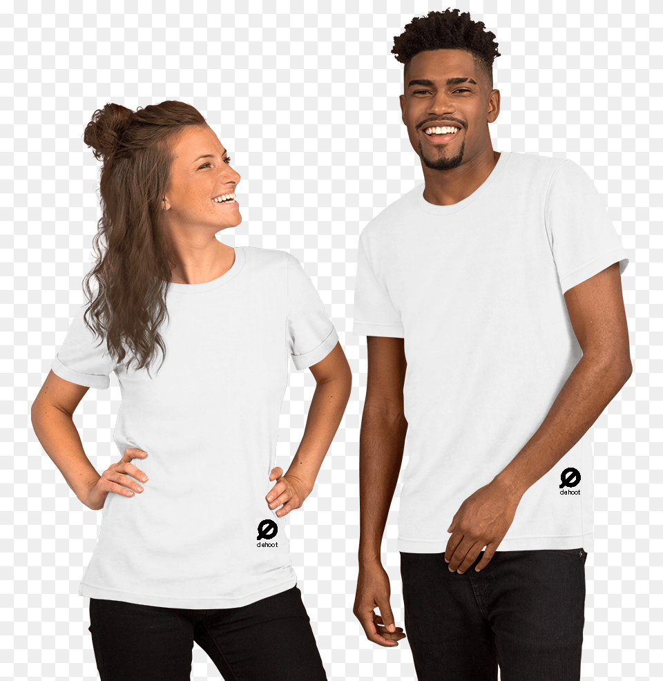 White T Shirt Plain Couple Dehoot Plain Couple White T Shirt, Clothing, T-shirt, Adult, Person Free Png Download