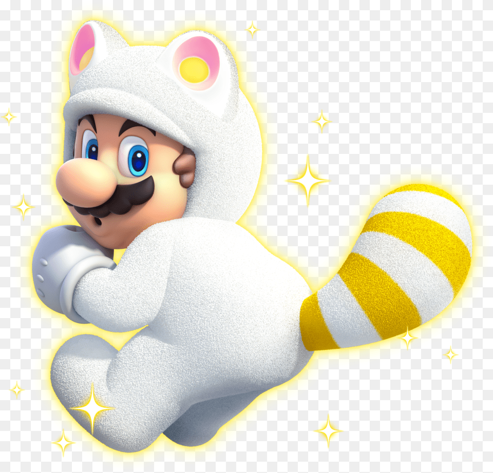 White Tanooki Mario, Plush, Toy, Baby, Person Free Png