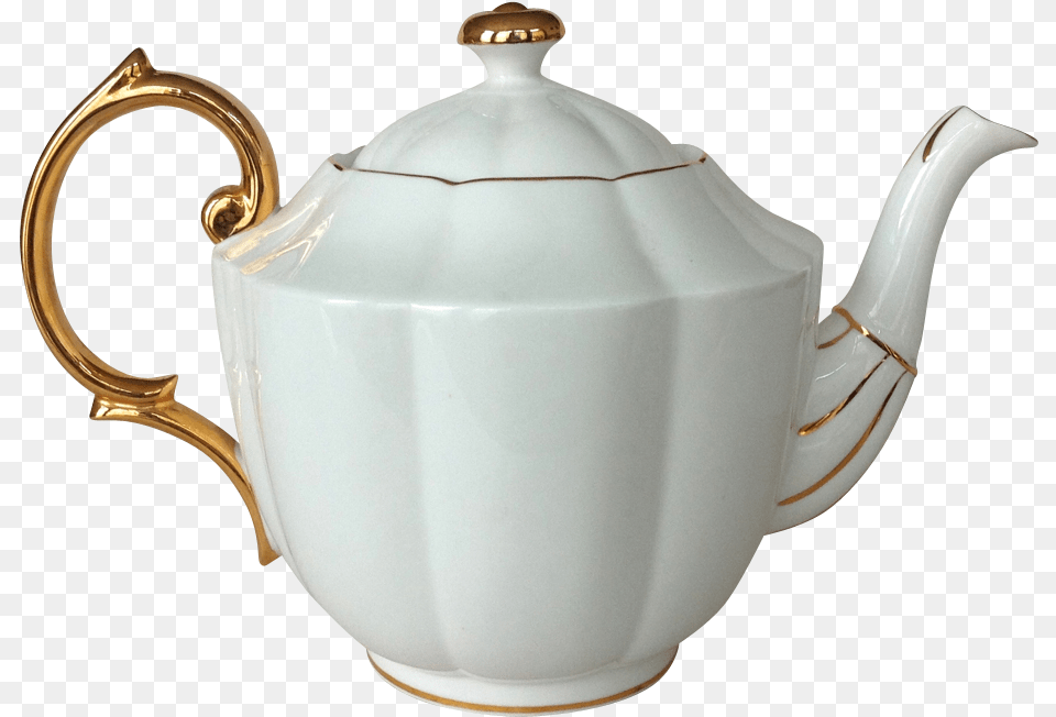 White Teapot With Gold Trim, Cookware, Pot, Pottery, Art Free Png Download