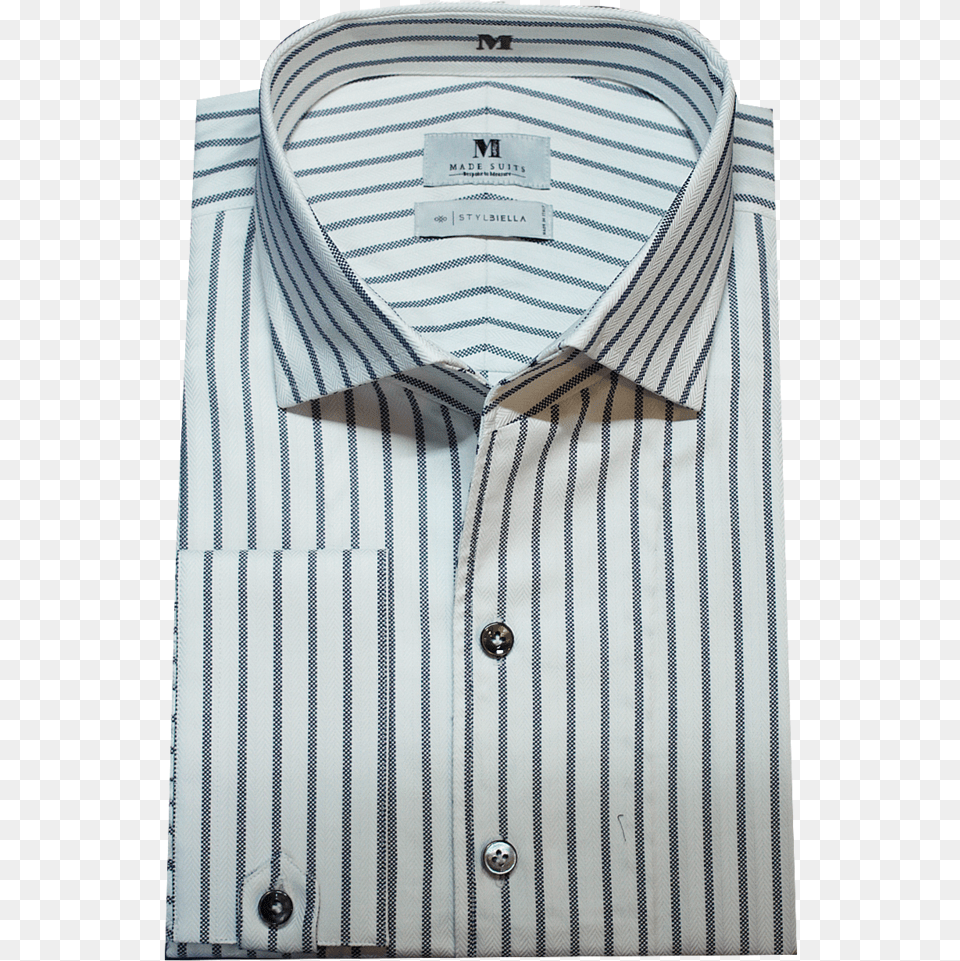 White Thick Black Stripes With One Piece Collar Stylbiella Button, Clothing, Dress Shirt, Shirt Free Png Download
