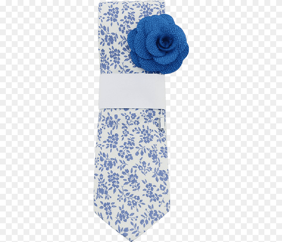 White Tie With Light Blue Floral Pattern Amp Blue Lapel White And Blue Floral Tie, Accessories, Formal Wear, Home Decor, Necktie Free Png Download