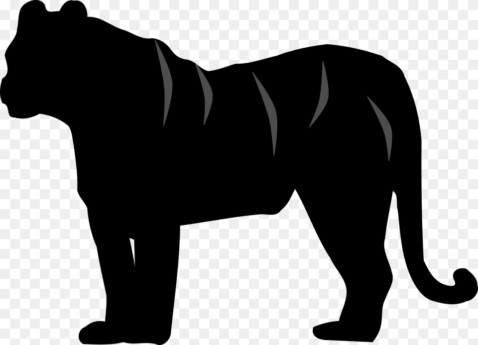 White Tiger Felidae Silhouette Cat Silhouette Tiger Clipart Black And White, Electronics, Hardware, Blade, Dagger Free Png Download