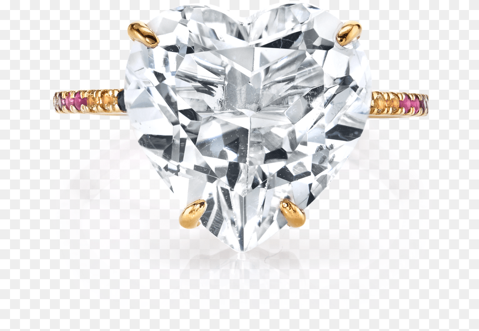 White Topaz And Rainbow Heart Ring Rainbow Heart Ring, Accessories, Diamond, Gemstone, Jewelry Png