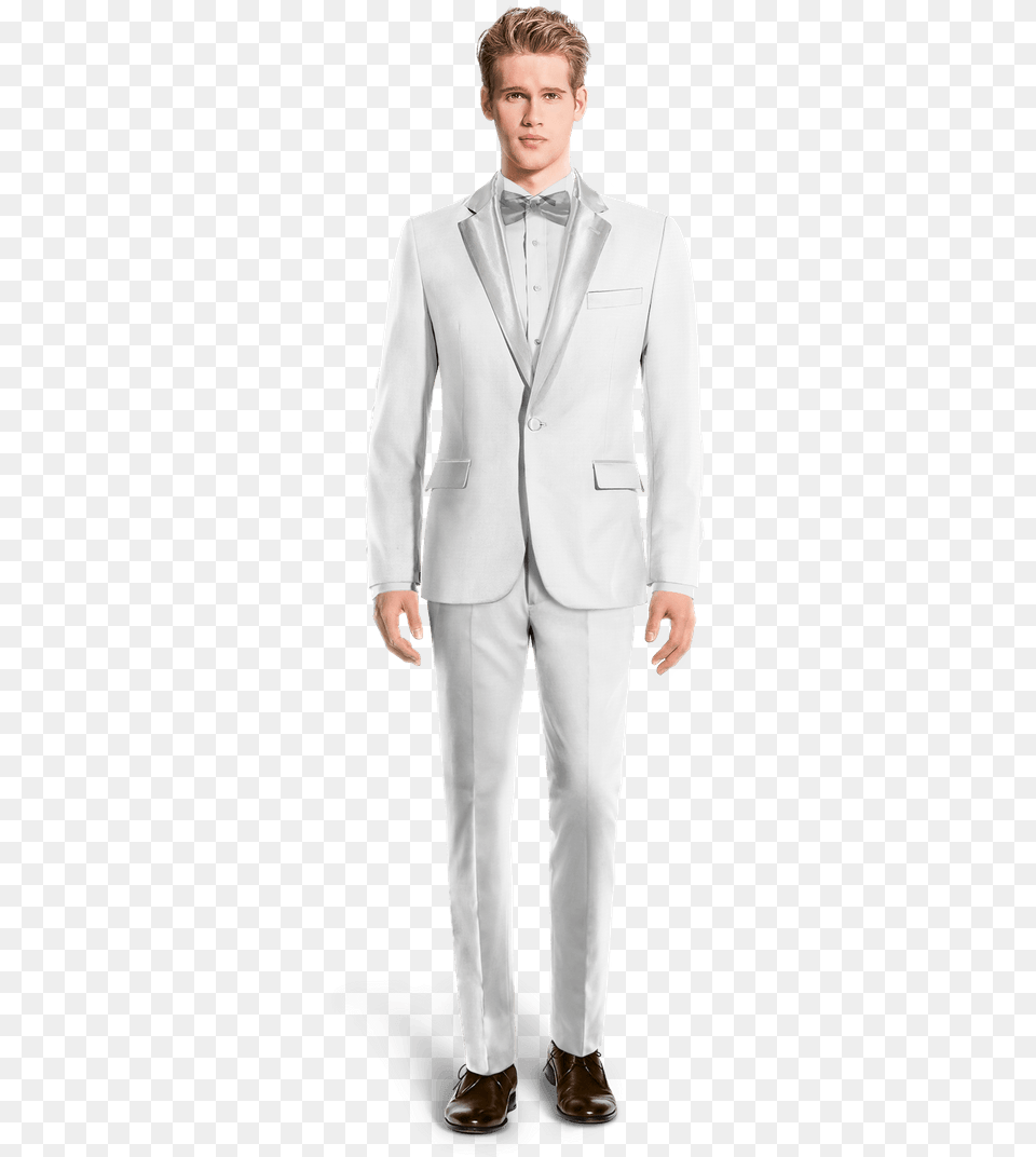 White Tuxedo View Front Collarless Suit, Clothing, Formal Wear, Coat, Shirt Free Transparent Png