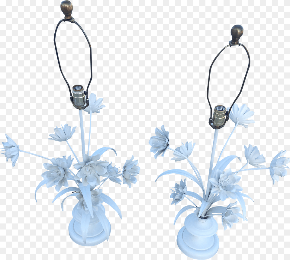 White Vintage Flower Lamps A Pair Artificial Flower, Lamp, Accessories, Chandelier, Flower Arrangement Free Png
