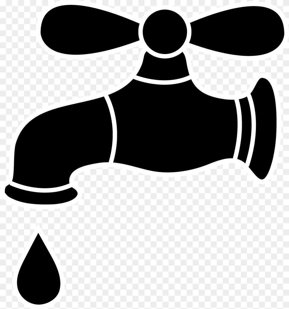 White Water Drop Clipart Black Drinking Water Tap Clipart, Stencil, Smoke Pipe Free Png Download