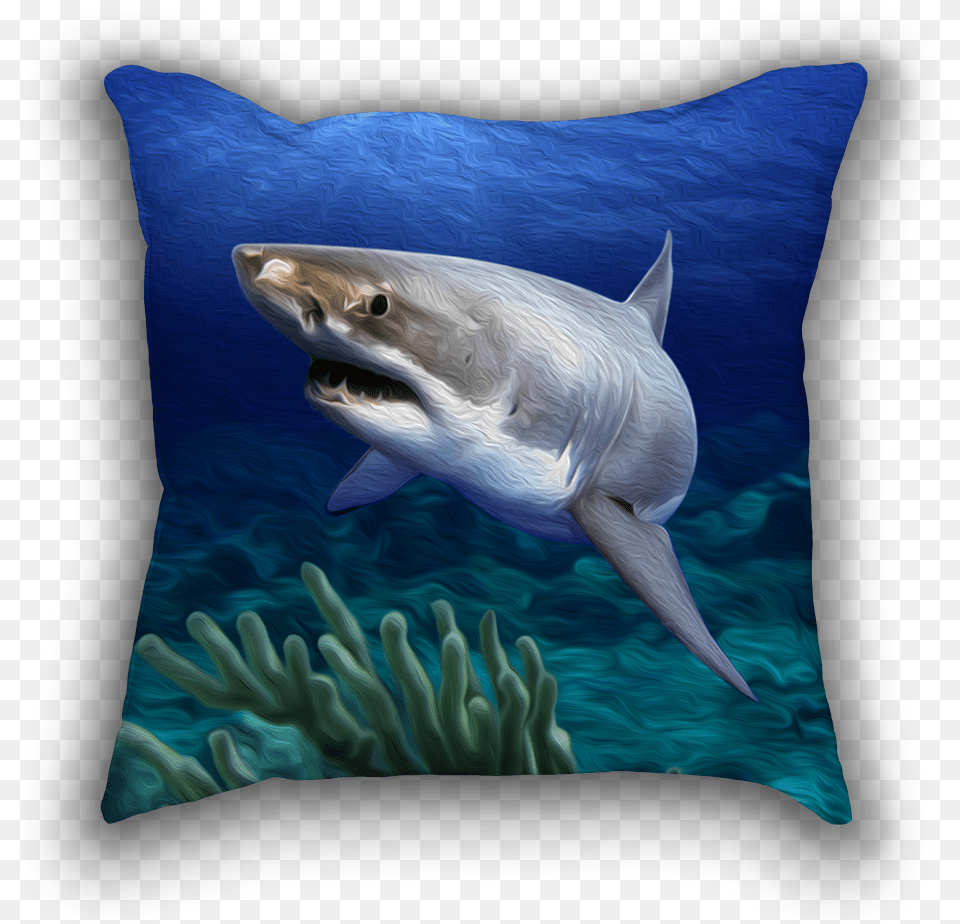 White Water Shark 18x18quot Throw Pillow Great White Shark, Animal, Fish, Sea Life Png Image