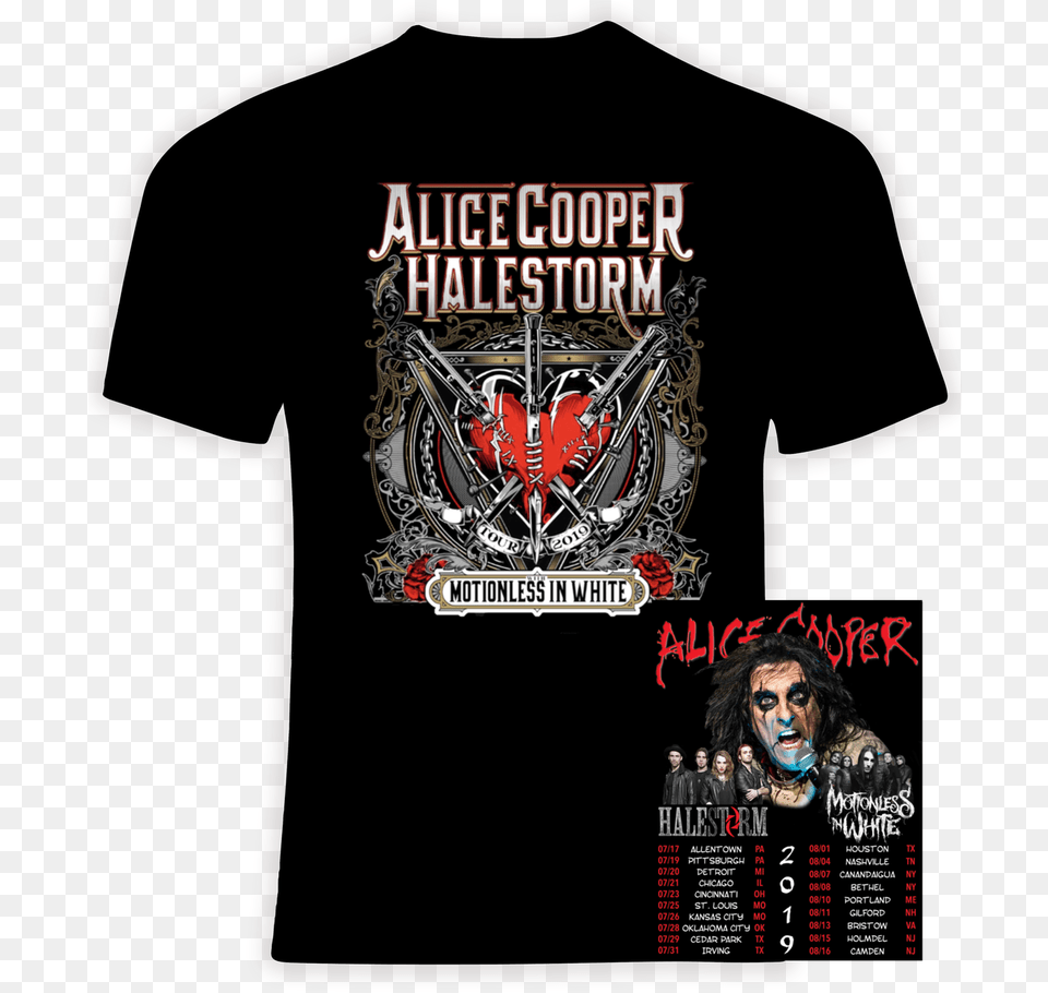 White When Love Met Destruction T Shirt Alice Cooper Halestorm T Shirt, T-shirt, Clothing, Adult, Person Png