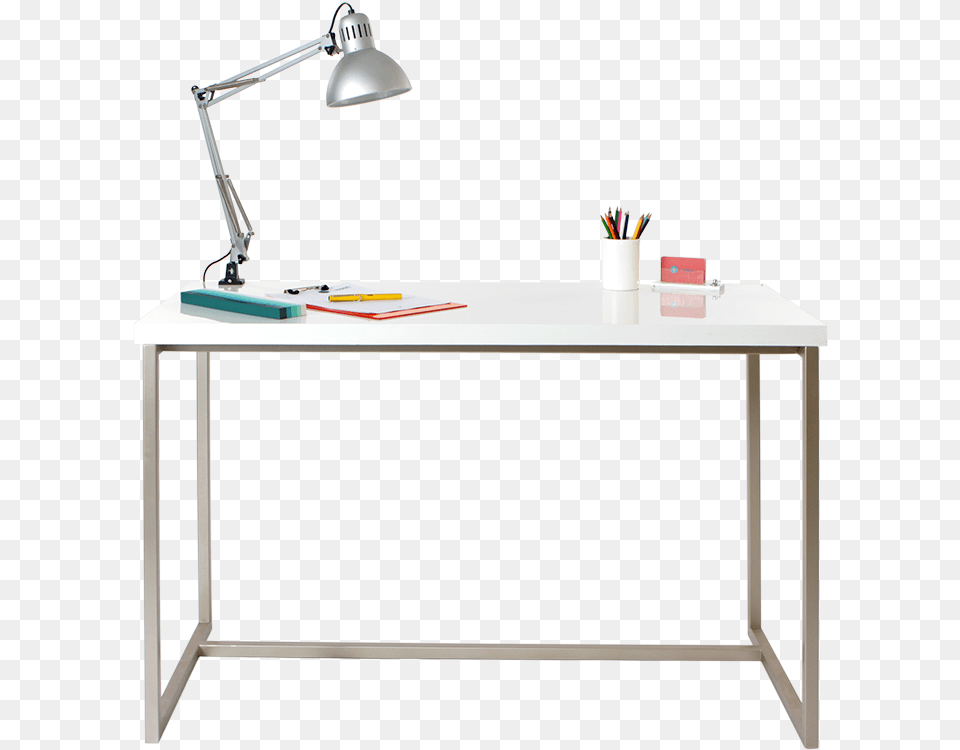 White White Study Table, Desk, Furniture, Lamp, Table Lamp Png