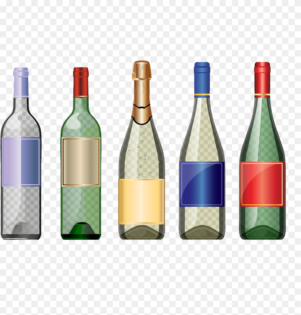 White Wine Bottle Glass Glass Bottle Vector, Alcohol, Liquor, Beverage, Wine Bottle Free Png Download